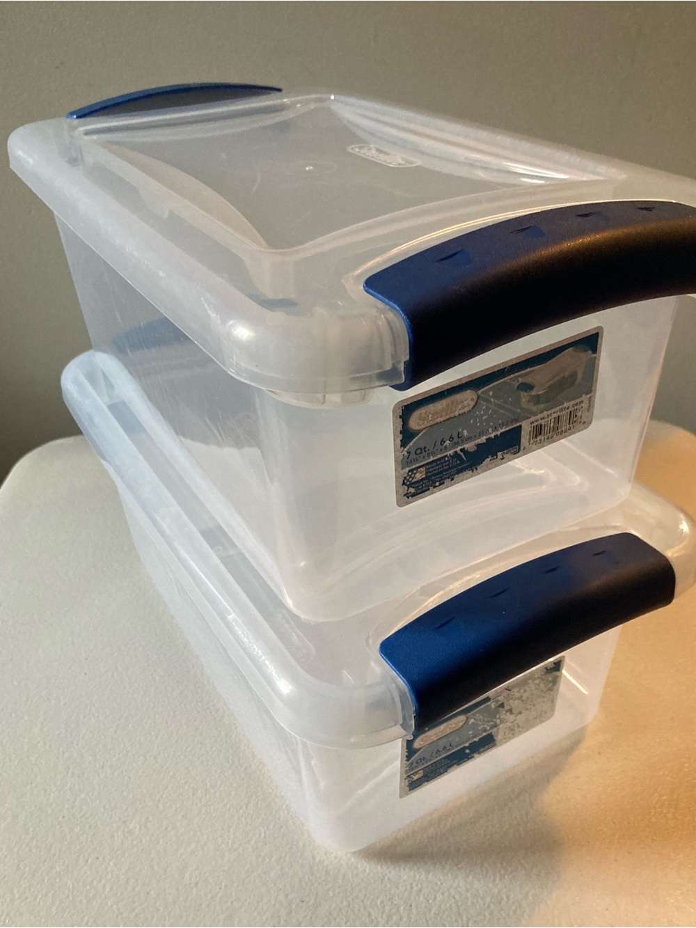 Sterilite Clear/Blue Snap Lid Plastic Storage Containers Stackable Lot of 8